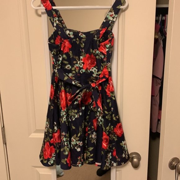 Ixiah Floral Mini Dress - Black and Red - Picture 2 of 3